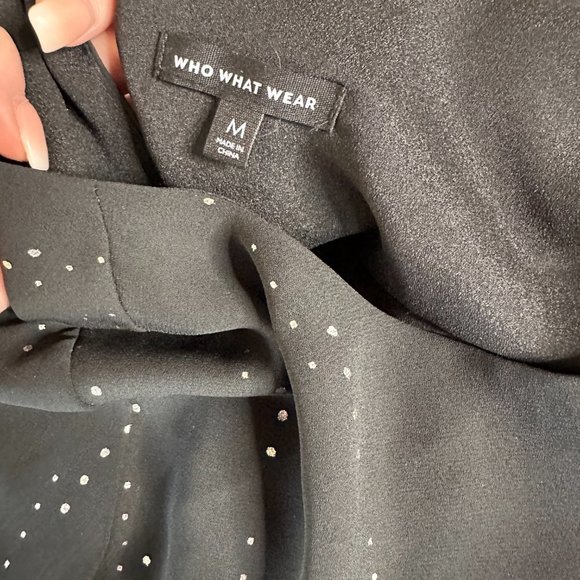 Who What Wear Black Long Sleeve Silver Metallic Dress Medium - Picture 6 of 6